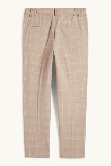 Femmes - Pantalon de bureau - mid waist - coupe cigarette - à carreaux - beige