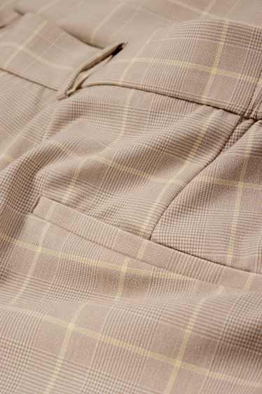 Femmes - Pantalon de bureau - mid waist - coupe cigarette - à carreaux - beige