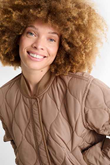 Femei - Jachetă matlasată - rezistentă la apă - taupe