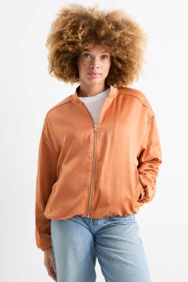 Dames - Satijnen blouson - oranje