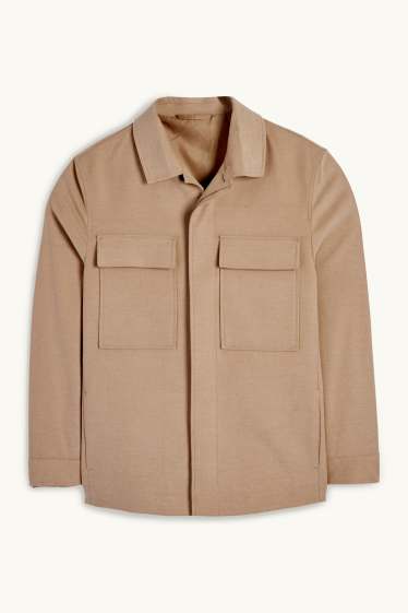 Hommes - Veste-chemise - regular fit - col kent - beige