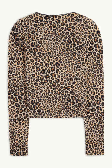 Dames - Longsleeve - luipaardprint - beige