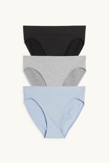 Dames - Set van 3 - slip - naadloos - lichtblauw