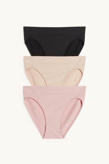 Dames - Set van 3 - slip - seamless - zwart