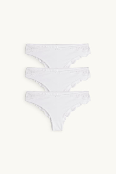 Damen - Multipack 3er - Slip - cremeweiss