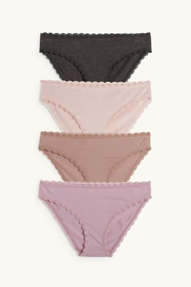 Femmes - Lot de 4 - culottes - rose