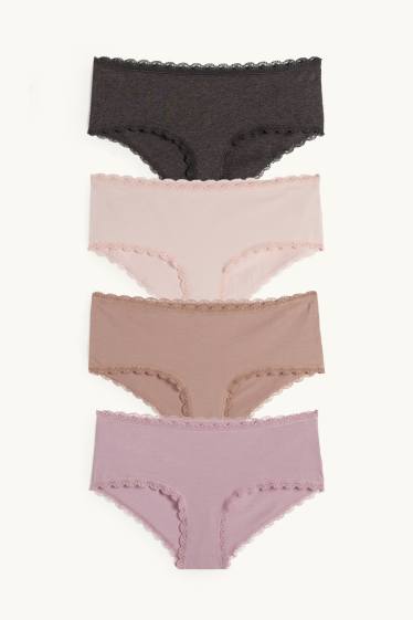 Dames - Set van 4 - hipster - roze