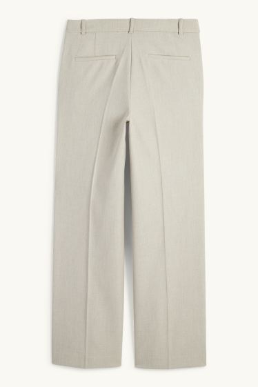 Femmes - Pantalon de bureau - high waist - wide leg - finition texturée - beige clair
