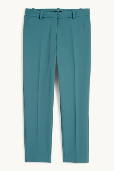 Dámské - Business kalhoty - high waist - straight fit - tyrkysová