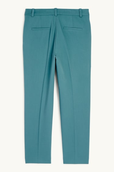 Dámské - Business kalhoty - high waist - straight fit - tyrkysová