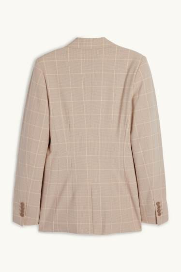 Women - Long blazer - regular fit - check - creme