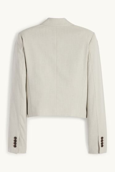 Femmes - Blazer court - cintré - texturé - beige