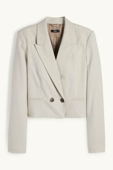 Femmes - Blazer court - cintré - texturé - beige