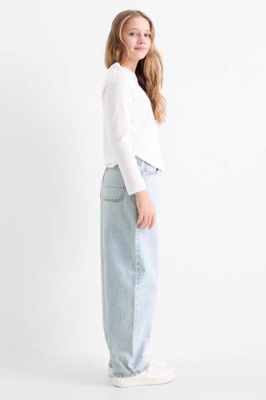 Copii - Fete - Balloon jeans - denim-albastru deschis