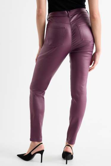 Women - Trousers - high waist - skinny fit - shiny - purple