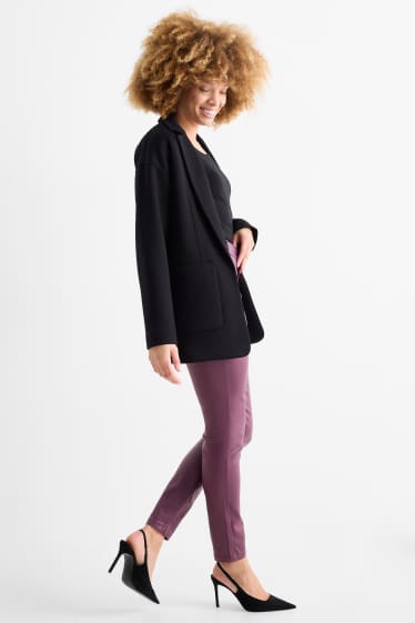 Women - Trousers - high waist - skinny fit - shiny - purple