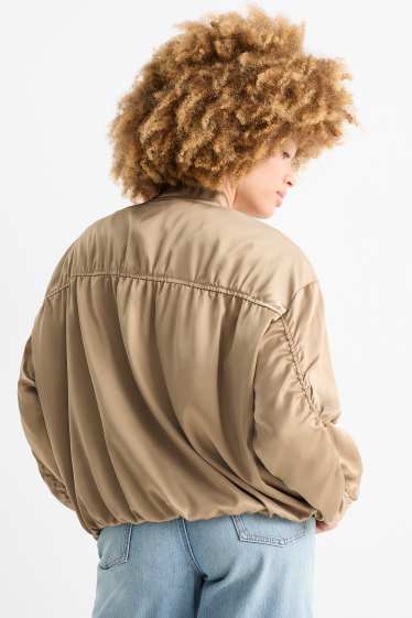 Women - Satin bomber jacket - gold
