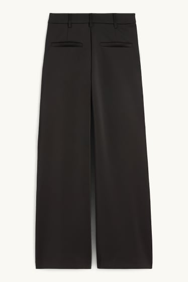 Damen - Jersey-Hose - High Waist - Wide Leg - schwarz