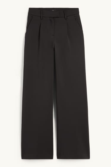 Damen - Jersey-Hose - High Waist - Wide Leg - schwarz