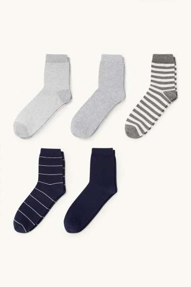 Damen - Multipack 5er - Socken - gemustert - grau