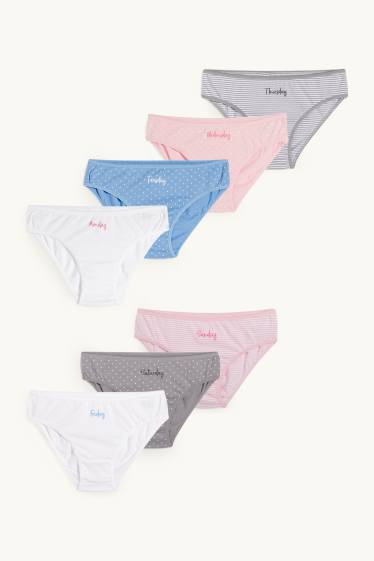 Bambine - Confezione da 7 - giorni della settimana - slip - fantasia - bianco crema