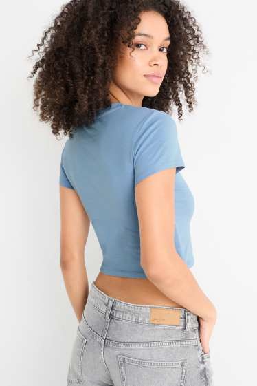 Dona - Samarreta crop de màniga curta - blau