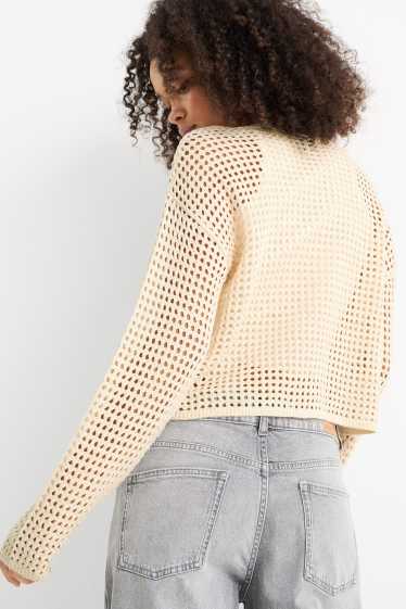 Femei - Pulover crop - bej deschis