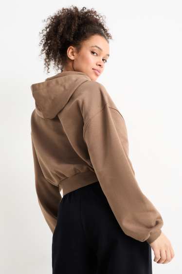 Damen - Crop Hoodie - braun