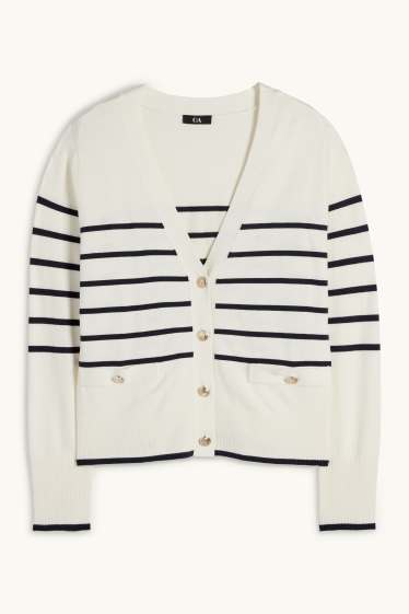 Donna - Cardigan - a righe - bianco crema