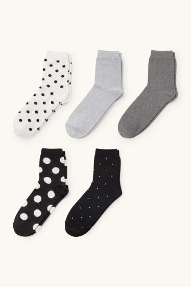 Women - Multipack of 5 - socks - polka dot - black