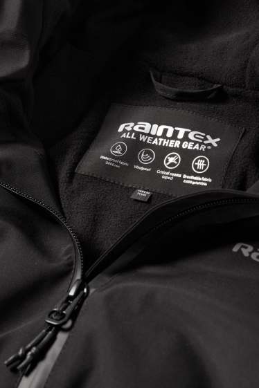 Kinder Jungen - Regenjacke mit Kapuze - wasserdicht - schwarz