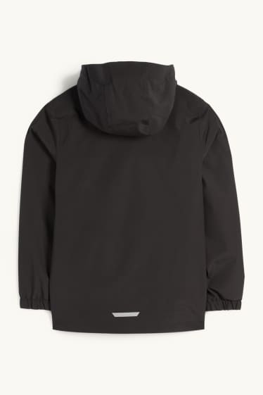 Kinder Jungen - Regenjacke mit Kapuze - wasserdicht - schwarz