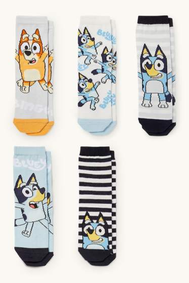Kinder Buben - Multipack 5er - Bluey - Socken mit Motiv - hellblau