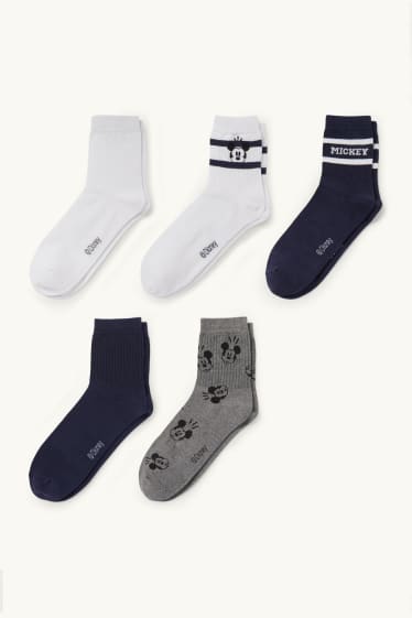 Damen - Multipack 5er - Tennissocken mit Motiv - Micky Maus - weiss