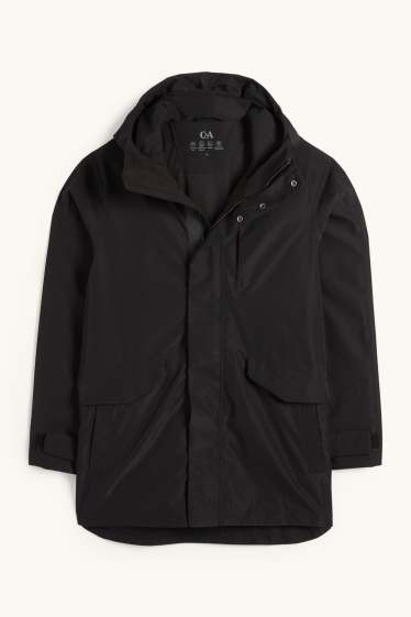 Herren - Regenjacke mit Kapuze - wasserdicht - schwarz