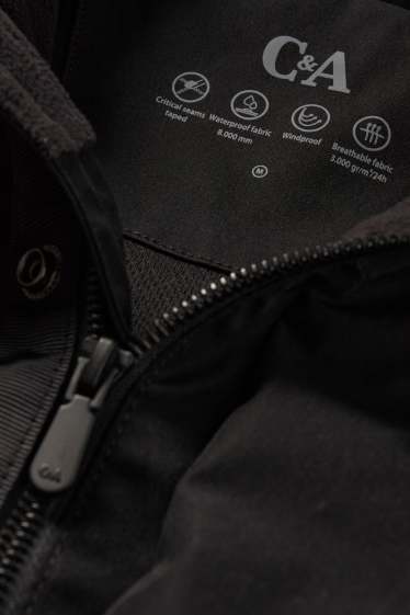 Herren - Regenjacke mit Kapuze - wasserdicht - schwarz