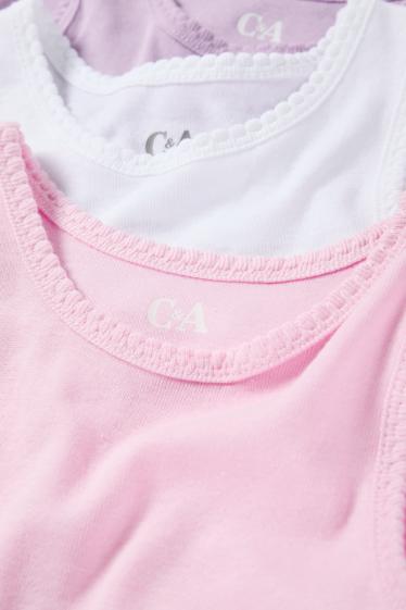 Enfants filles - Lot de 3 - maillots de corps - côtelés - rose