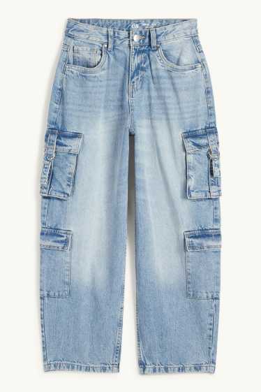 Kinder Mädchen - Cargo Jeans - helljeansblau