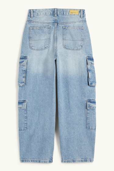 Kinder Mädchen - Cargo Jeans - helljeansblau