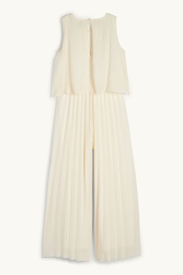 Kinderen: meisjes - Plissé-jumpsuit - crème wit