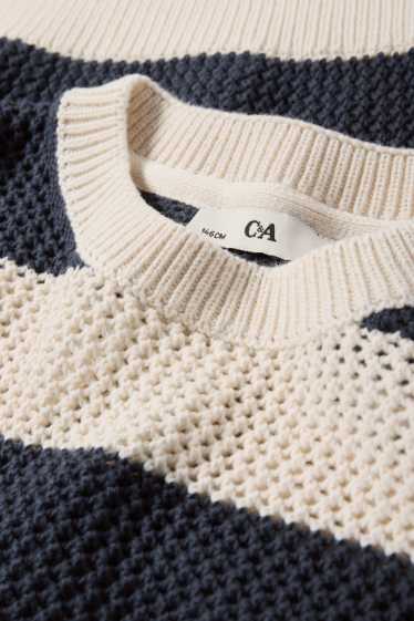 Children Girls - Jumper - striped - blue / creme