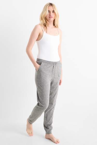 Women - Pyjama bottoms - polka dot - gray