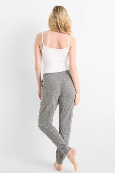 Women - Pyjama bottoms - polka dot - gray