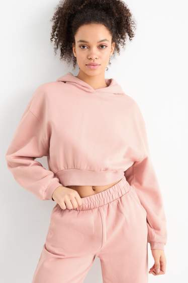 Damen - Crop Hoodie - rosa