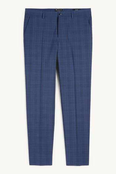 Herren - Baukasten-Schurwoll-Hose - Regular Fit - kariert - dunkelblau