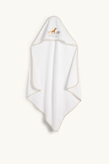 Unisex - Wild animals - baby towel with hood - white