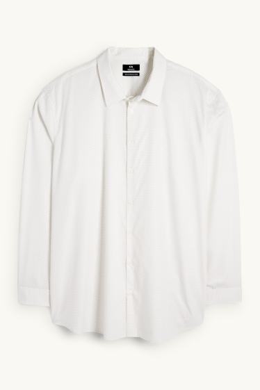 Bărbați - Cămașă - regular fit - guler Kent - ușor de călcat - print minimalist - alb-crem