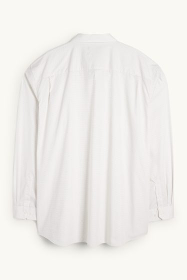 Bărbați - Cămașă - regular fit - guler Kent - ușor de călcat - print minimalist - alb-crem