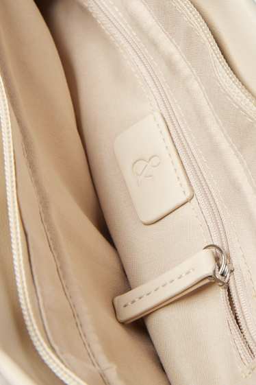Damen - Tasche mit abnehmbarem Taschengurt - Lederimitat - hellbeige