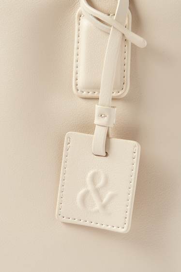 Damen - Tasche mit abnehmbarem Taschengurt - Lederimitat - hellbeige